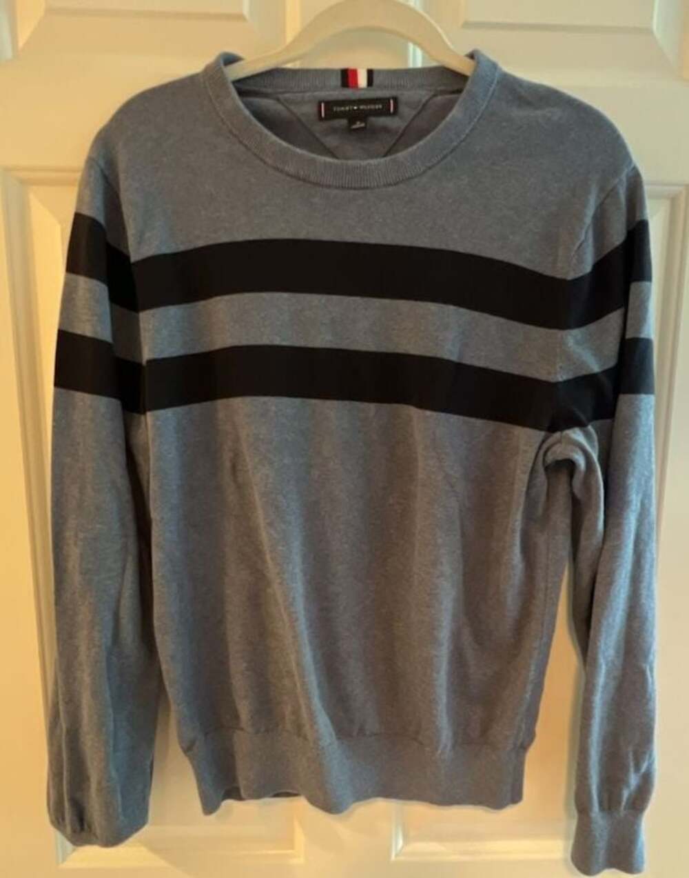 Tommy Hilfiger 100% Cotton Double Stripe Crewneck Sweater